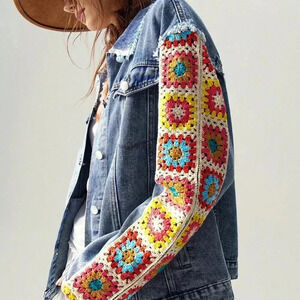 Blue Casual Women's Floral Print Drop Shoulder Long Sleeve Woven Jacket